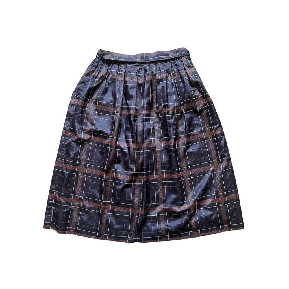 Vtg Breckenridge Womens Plaid Midi Skirt Brown Teacher Dark Academia Twee Preppy